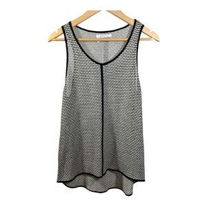DEREK LAM 10 CROSBY Women’s Sleeveless Woven Tank Top Black/White Size Large